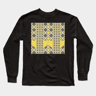 Checkered rhombus pattern in grey and yellow Long Sleeve T-Shirt